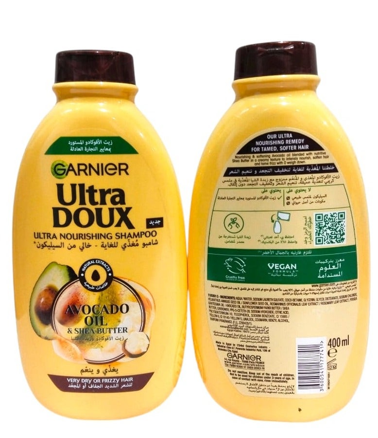Garnier Ultra Doux Nourishing Shampoo with Avocado Oil and Shea Butter - 400ml